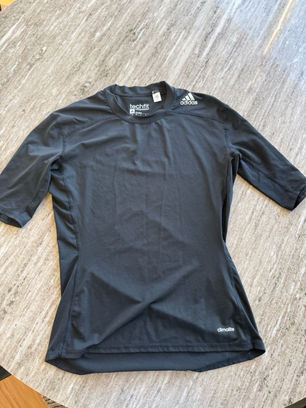 adidas Black Techfit Compression Short Sleeve Shirt
